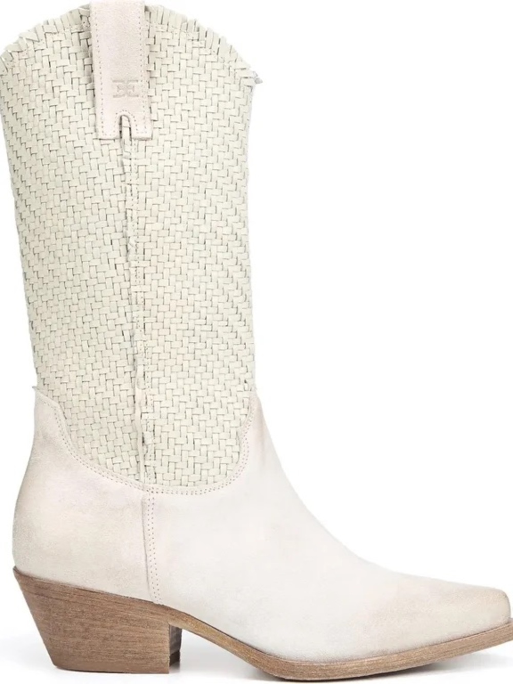 Sam Edelman Brenda Off White Woven Mid-Calf Western Boots 7 Brand New in Box
